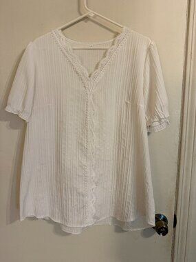 Modlily Short Sleeve White Blouse Size XL